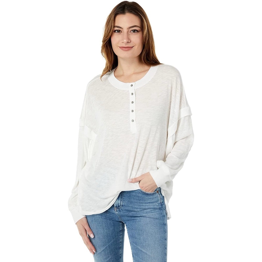 Free People Movement Oversized One Up Long Sleeve Top White ( S )